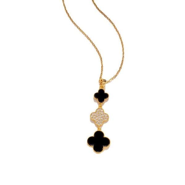 Black & White Clover Necklace