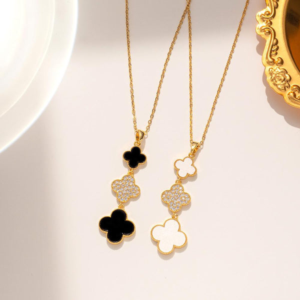 Black & White Clover Necklace